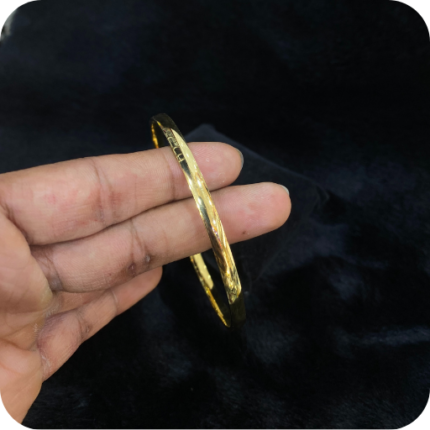 Slim half round gold coated silver kada