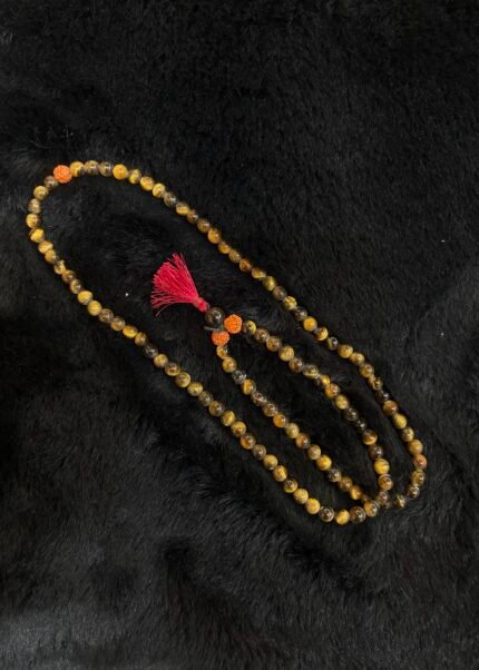 Tiger eye tri rudhraksha Mala